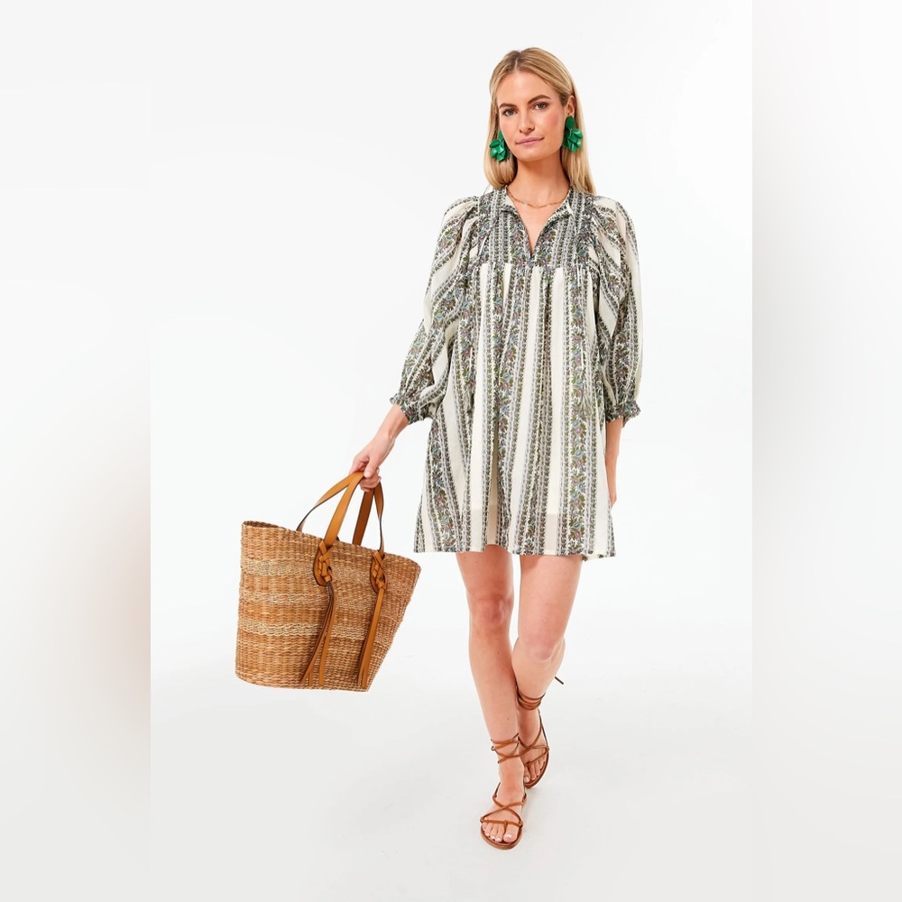 Millie NEW Hollie Ivory Long Sleeve Mini Shirt Dress in Goa Floral Print Size S